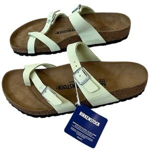 Birkenstock Mayari Nubuck Leather Sandal Slip On Shoe Faded Lime EU 40 /US 9-9.5
